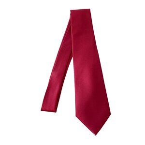 Geoffrey Beene Neck Tie Handmade Red Solid Textured Polyester Professional Offic